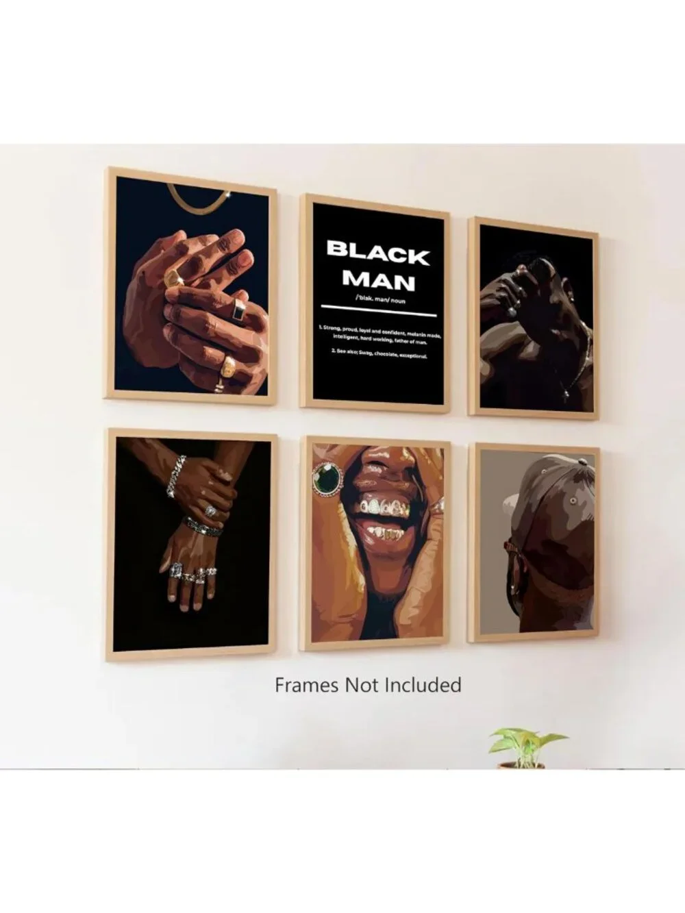 6Pcs Unframed Canvas Wall Art Set - Hip Hop Street Decor for African American